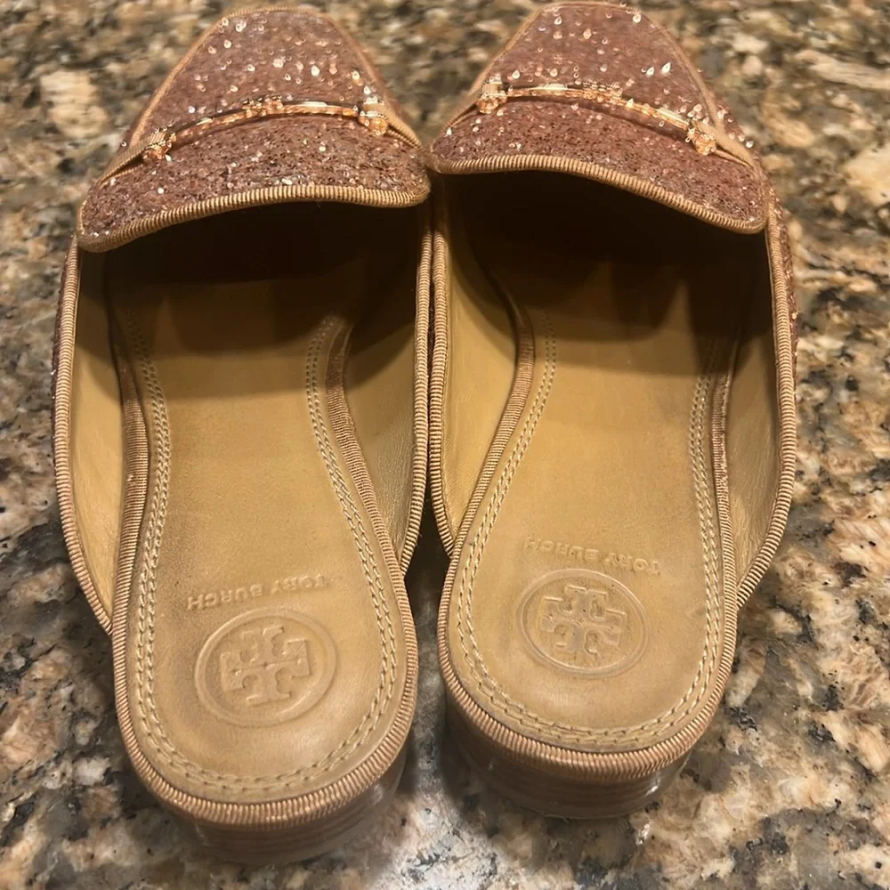 Tory Burch Amelia backless Glitter Mule Size 10M rose gold slide on shoe - Picture 6 of 13